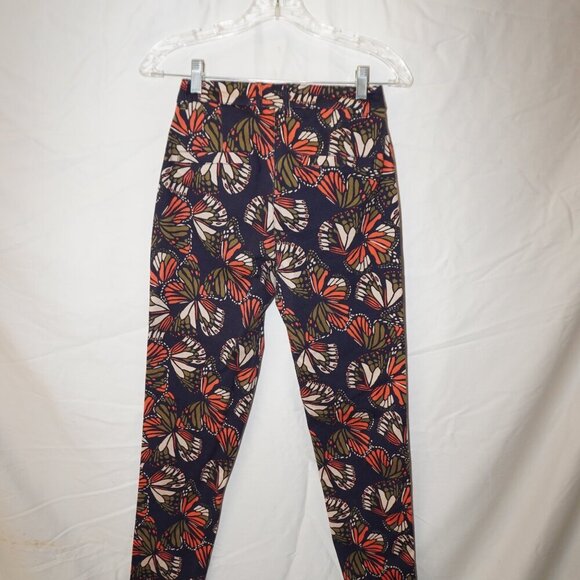 Modcloth Lifestyle Stretch Monarch Butterfly Print Crop Pants XS Artistic Floral - Picture 3 of 8